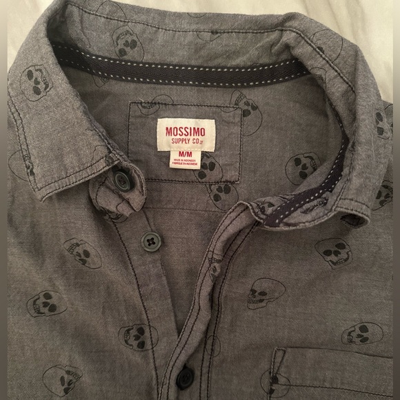 Gray Mossimo Button Up with Skulls - Picture 3 of 3